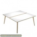 Scrivania bench doppia piano bianco 160x166xH.74,4 cm gamba rastremata legno rovere Woody Artexport - 6403B-DKA-3C-AQ