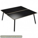 Scrivania bench nero venato frassino 120x166xH.74,4 cm gamba metallo tubolare nero opaco Skinny Metal 6404B-DJA-8C-AQ