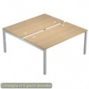 Scrivania Bench doppia piano rovere 160x168xH.72,5 cm gamba a ponte metallo bianco Bridge Artexport - BENCH16/C-AM