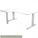 Scrivania penisola sinistra piano bianco 160x120/80/60xH.73 cm gamba ad L metallo grigia Flex Artexport - URB/T-CP18SX/3