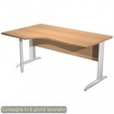 Scrivania penisola sinistra piano faggio 160x60/80/100xH.72 cm gamba a L metallo bianco - Presto Compact - 009K211/6/AN