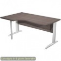 Scrivania penisola sx frassino toscano 160x60/80/100xH.72 cm gamba a L metallo grigio - Presto Compact - 009K211/F/AA