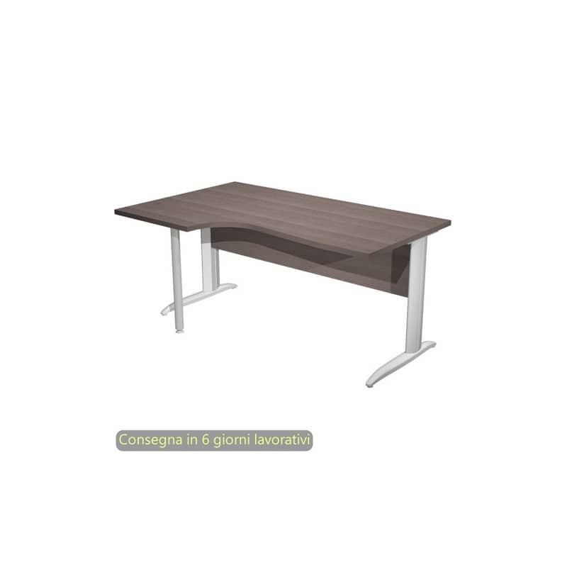 Scrivania penisola sx frassino toscano 160x60/80/100xH.72 cm gamba a L metallo grigio - Presto Compact - 009K211/F/AA