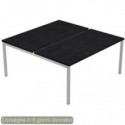 Scrivania Bench nero venato frassino 120x164xH.72,5 cm gamba a ponte metallo grigio Presto Venere Plus 664B-NOPAR/4