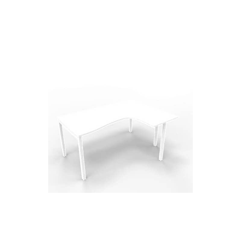 Scrivania penisola destra piano bianco 160x120xH.75 cm gamba a ponte in acciaio bianco linea Practika P3 - ECSPT16D-BA-I