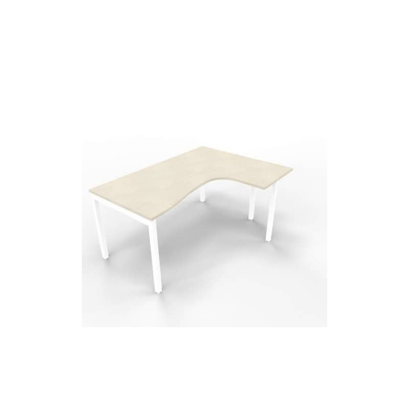 Scrivania penisola destra piano cemento 160x120xH.75 cm gamba a ponte in acciaio bianco linea Practika P3 - ECSPT16D-CL-I