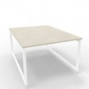 Bench piano cemento 120x160xH.75 cm gamba ad anello in acciaio bianco linea Practika P2 Quadrifoglio - ECBEA12-CL-I