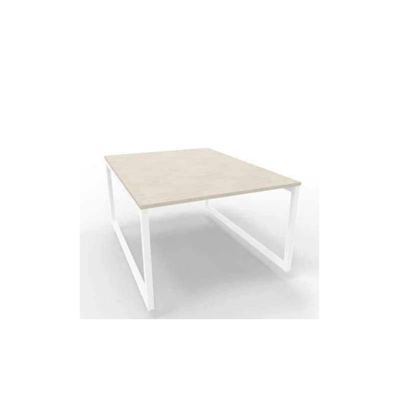 Bench piano cemento 120x160xH.75 cm gamba ad anello in acciaio bianco linea Practika P2 Quadrifoglio - ECBEA12-CL-I