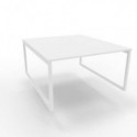 Bench piano bianco 140x160xH.75 cm gamba ad anello in acciaio bianco linea Practika P2 Quadrifoglio - ECBEA14-BA-I