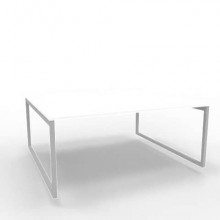Bench piano bianco 180x160xH.75 cm gamba ad anello in acciaio argento linea Practika P2 Quadrifoglio - ECBEA18-BA-A