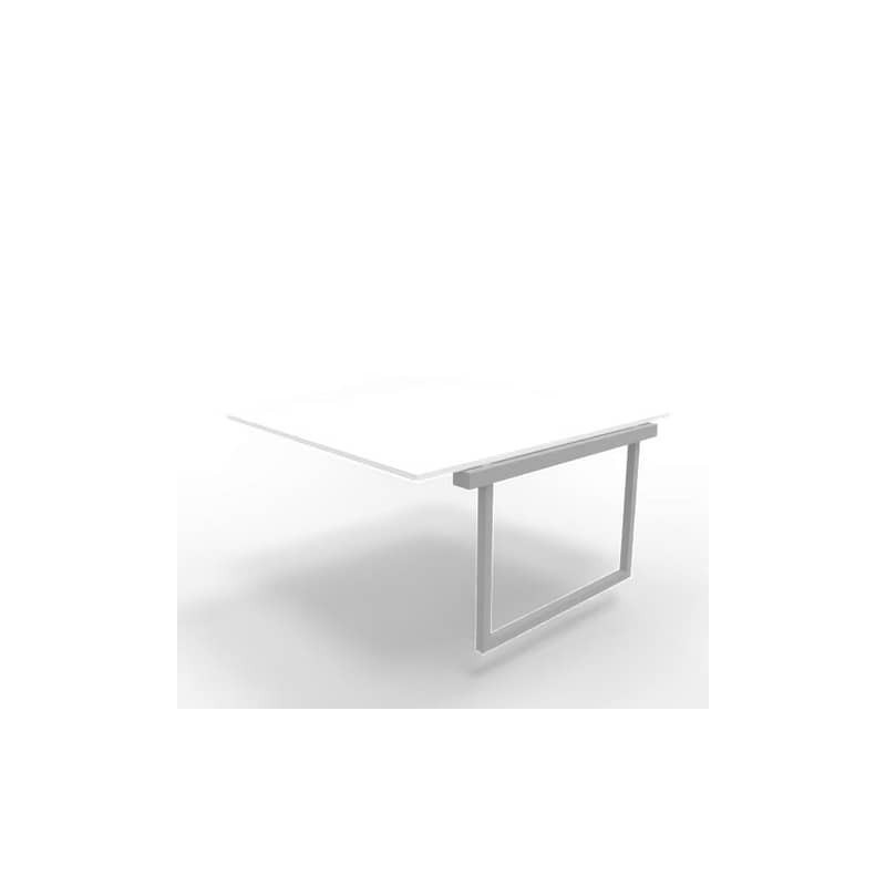 Postazione aggiuntiva bench piano bianco 140x160xH.75 cm gamba ad anello in acciaio argento Practika P2 ECBIA14-BA-A