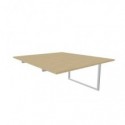 Postazione aggiuntiva bench piano rovere 140x160xH.75 cm gamba ad anello in acciaio argento Practika P2 ECBIA14-RK-A