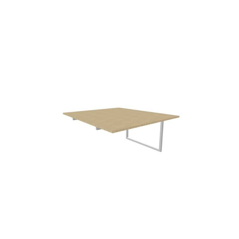 Postazione aggiuntiva bench piano rovere 140x160xH.75 cm gamba ad anello in acciaio argento Practika P2 ECBIA14-RK-A