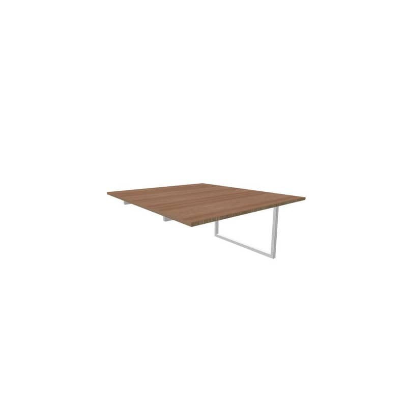 Postazione aggiuntiva bench piano noce 140x160xH.75 cm gamba ad anello in acciaio argento Practika P2 ECBIA14-NO-A