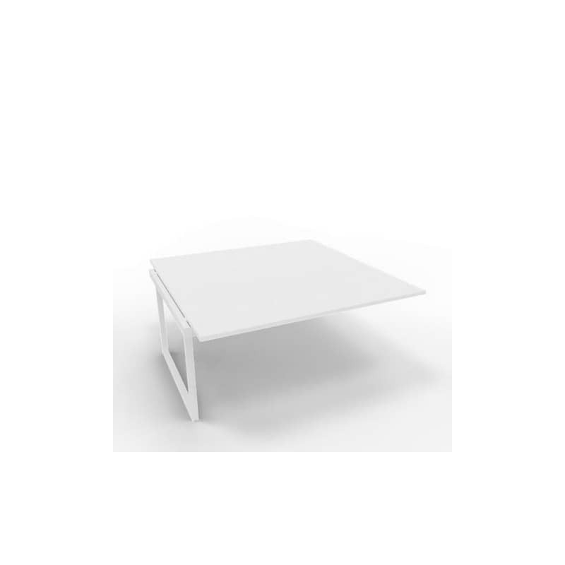 Postazione aggiuntiva bench piano bianco 160x160xH.75 cm gamba ad anello in acciaio bianco Practika P2 ECBIA16-BA-I