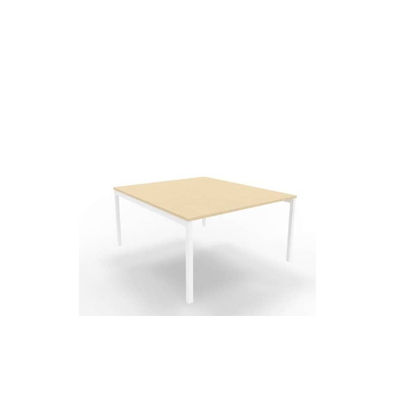 Bench piano rovere 140x160xH.75 cm gamba a ponte in acciaio bianco linea Practika P3 Quadrifoglio - ECBEC14-RK-I