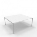 Bench piano bianco 180x160xH.75 cm gamba a ponte in acciaio argento linea Practika P3 Quadrifoglio - ECBEC18-BA-A