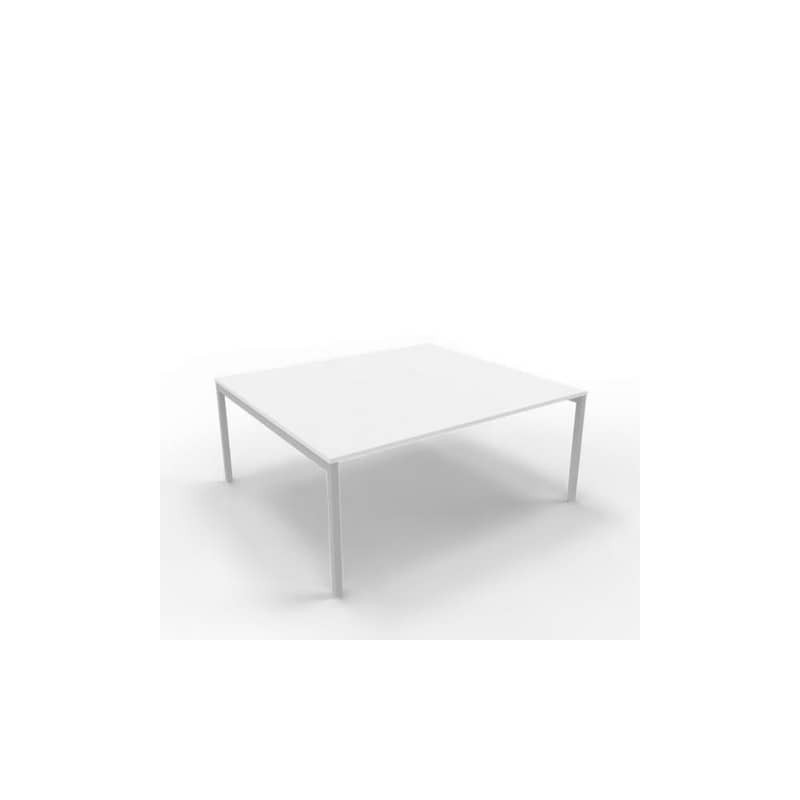 Bench piano bianco 180x160xH.75 cm gamba a ponte in acciaio argento linea Practika P3 Quadrifoglio - ECBEC18-BA-A