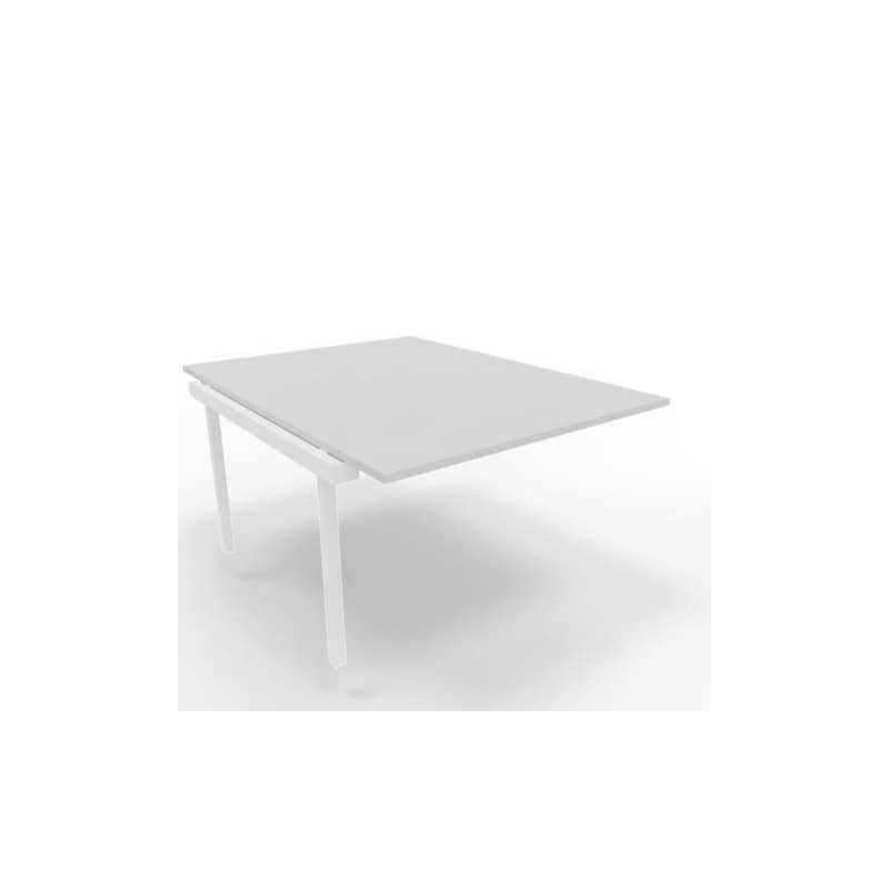 Postazione aggiuntiva bench piano grigio 120x160xH.75 cm gamba a ponte in acciaio bianco Practika P3 - ECBIC12-GR-I