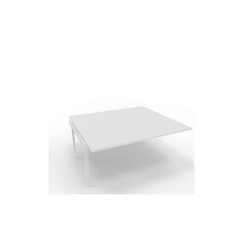 Postazione aggiuntiva bench piano bianco 160x160xH.75 cm gamba a ponte in acciaio bianco Practika P3 - ECBIC16-BA-I