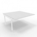 Postazione aggiuntiva bench piano grigio 160x160xH.75 cm gamba a ponte in acciaio bianco Practika P3 - ECBIC16-GR-I