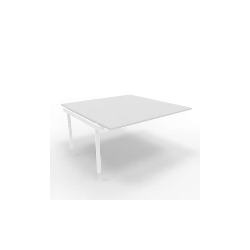 Postazione aggiuntiva bench piano grigio 160x160xH.75 cm gamba a ponte in acciaio bianco Practika P3 - ECBIC16-GR-I