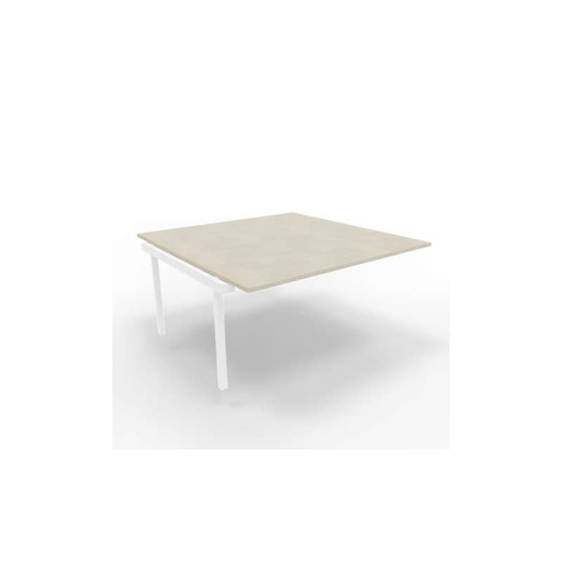 Postazione aggiuntiva bench cemento 160x160xH.75 cm gamba a ponte in acciaio bianco Practika P3 - ECBIC16-CL-I