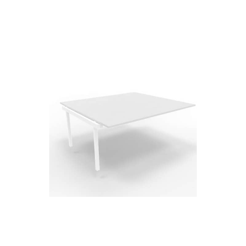 Postazione aggiuntiva bench piano grigio 180x160xH.75 cm gamba a ponte in acciaio bianco Practika P3 - ECBIC18-GR-I