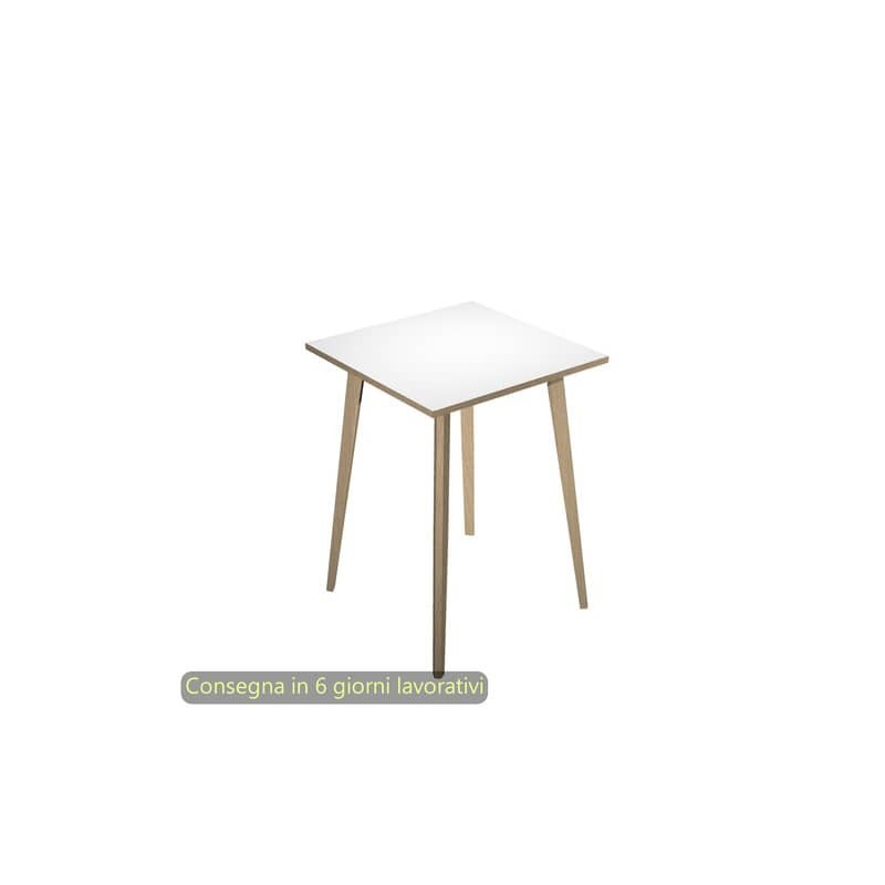 Tavolo alto Woody 80x80xH.105 cm con gambe rovere Artexport piano bianco 6401-DKC-3C-AQ