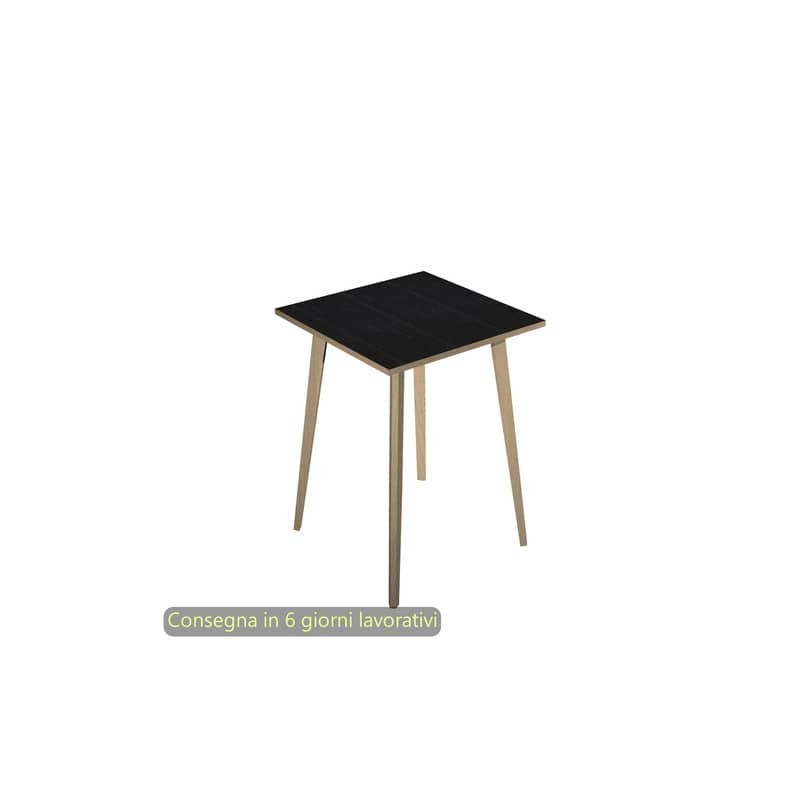 Tavolo alto Woody 80x80xH.105 cm con gambe rovere Artexport piano nero 6401-DKC-8C-AQ