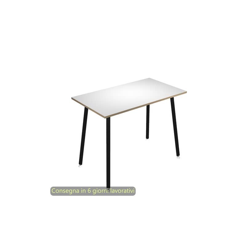 Tavolo alto Skinny Metal 140x80xH.105 cm con gambe metalliche nere Artexport piano bianco - 6402-DJC-3C-AQ