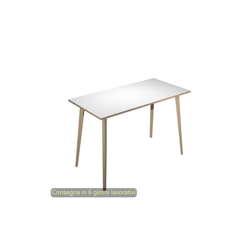 Tavolo alto Woody 160x80xH.105 cm con gambe rovere Artexport piano bianco 6403-DKC-3C-AQ