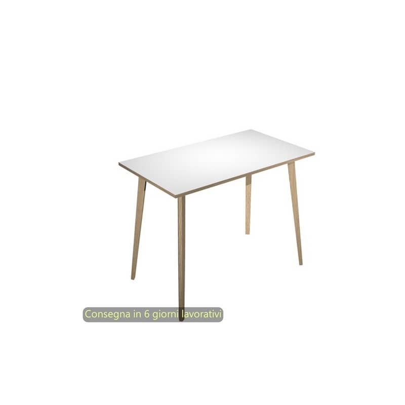 Tavolo alto Woody 120x80xH.105 cm con gambe rovere Artexport piano bianco 6404-DKC-3C-AQ