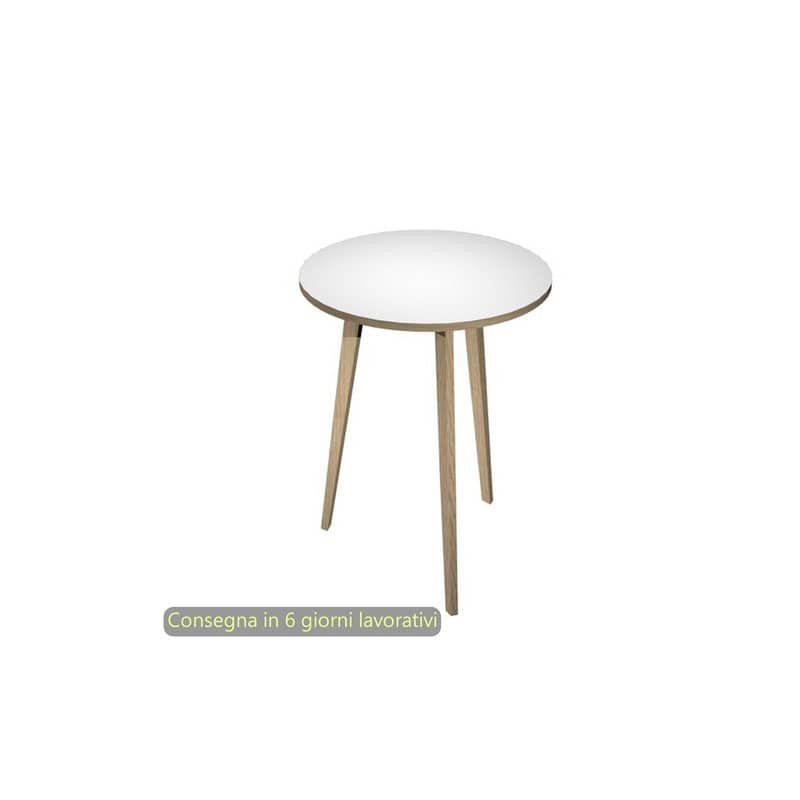 Tavolo riunione rotondo alto Woody ø80xH.105 cm con 3 gambe rovere Artexport piano bianco - 6408-DKD-3C-AQ