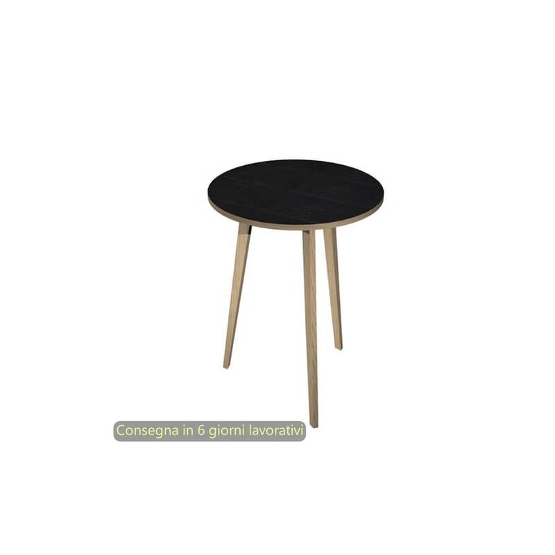 Tavolo riunione rotondo alto Woody ø80xH.105 cm con 3 gambe rovere Artexport piano nero - 6408-DKD-8C-AQ