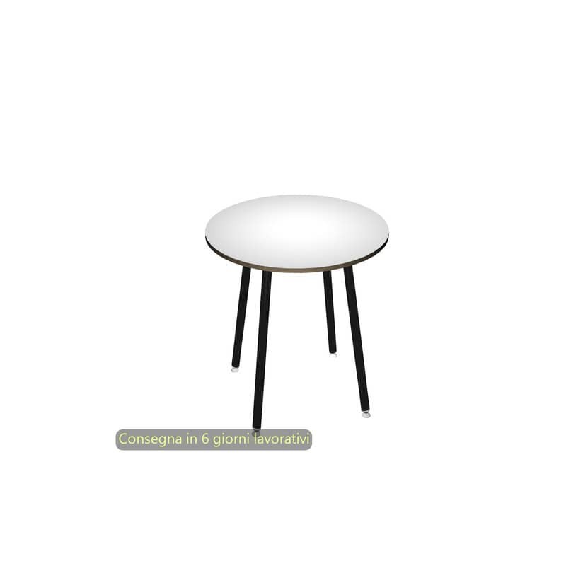 Tavolo riunione rotondo alto Skinny Metal ø100xH.105 cm 3 gambe metalliche bianche Artexport piano bianco