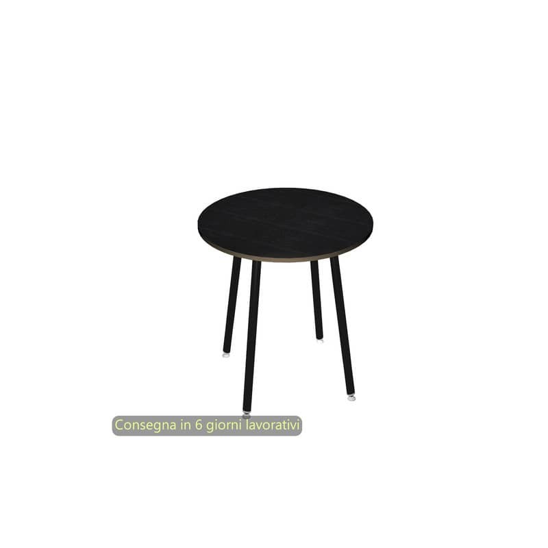 Tavolo riunione rotondo alto Skinny Metal ø100xH.105 cm 3 gambe metalliche bianche Artexport piano nero