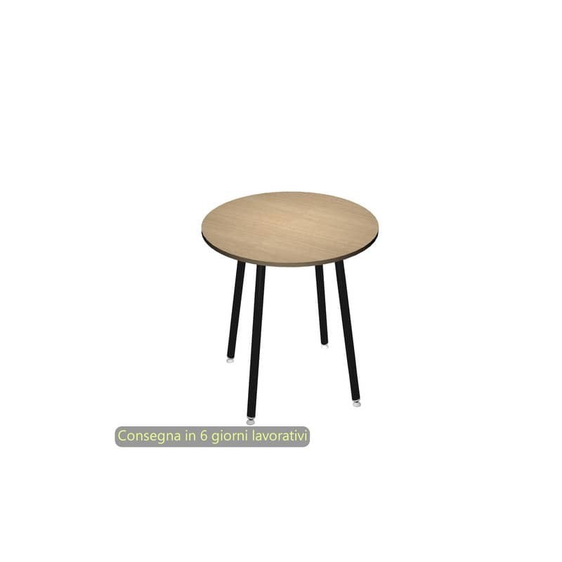 Tavolo riunione rotondo alto Skinny Metal ø100xH.105 cm 3 gambe metalliche bianche Artexport piano rovere