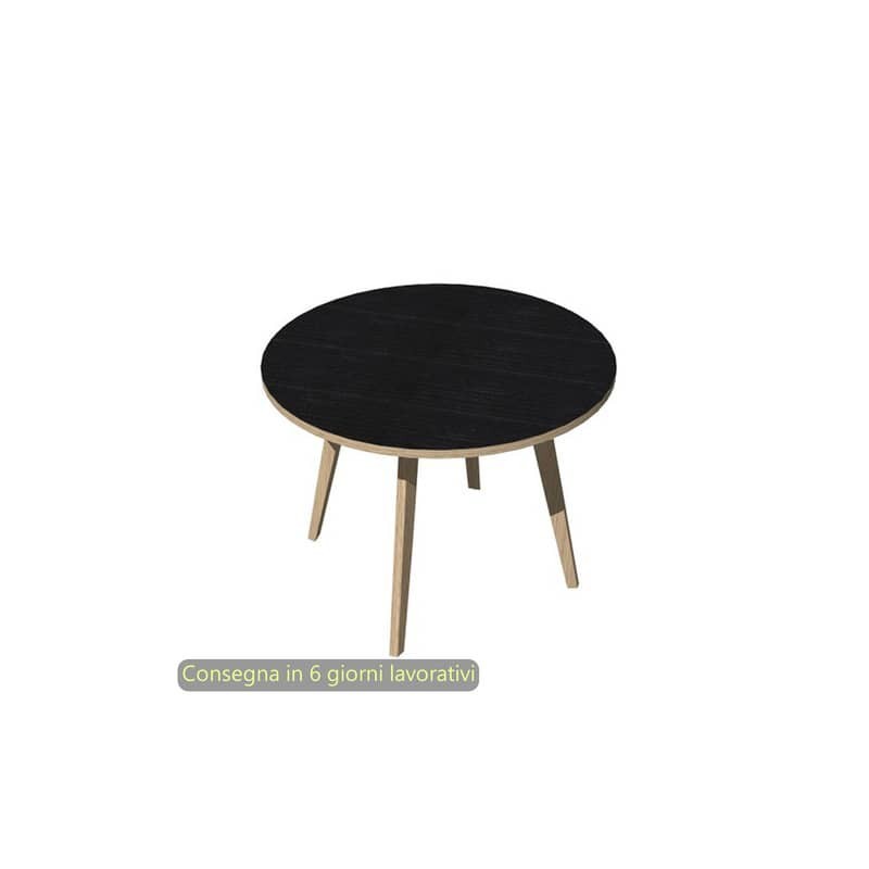 Tavolo riunione rotondo basso Woody ø100xH.74,4 cm con 3 gambe rovere Artexport piano nero - 6410-DKA-8C-AQ