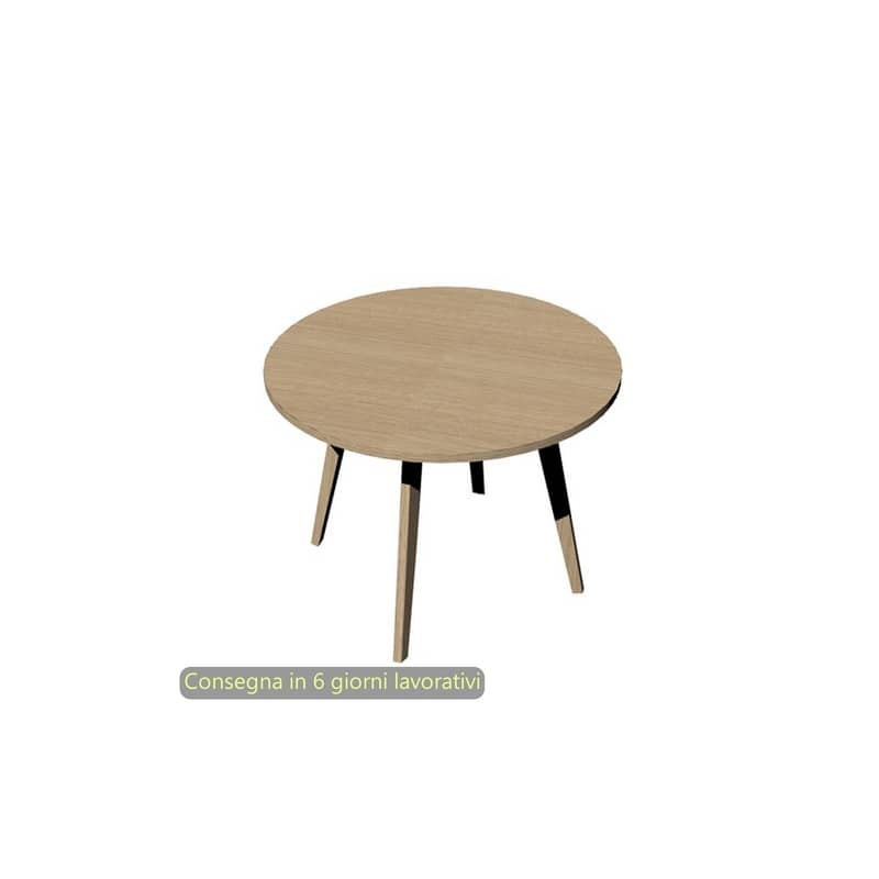 Tavolo riunione rotondo basso Woody ø100xH.74,4 cm con 3 gambe rovere Artexport piano rovere - 6410-DKA-C-AQ