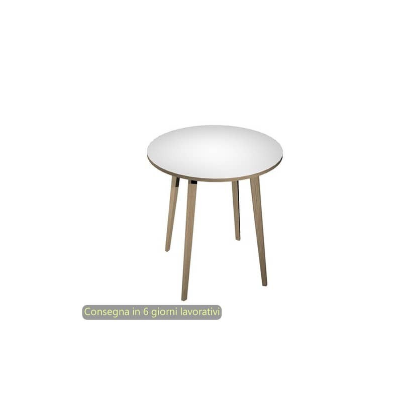 Tavolo riunione rotondo alto Woody ø100xH.105 cm con 3 gambe rovere Artexport piano bianco - 6410-DKD-3C-AQ