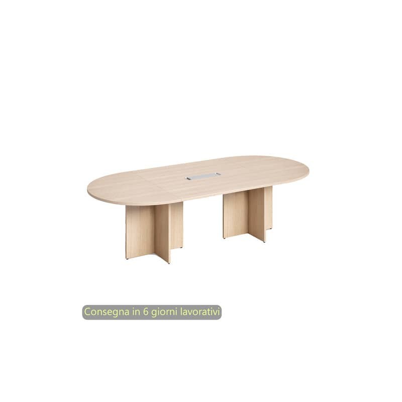 Tavolo riunione ovale Flex con gambe a croce 140x120xH.73 cm Artexport rovere PLDL+PRPC/C