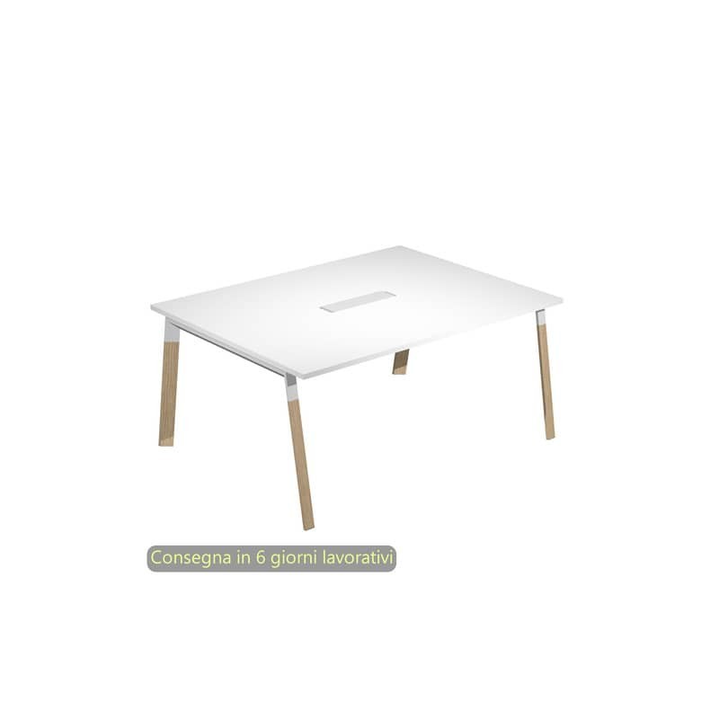 Tavolo riunioni con top access Bridge 160x120xH.72,5 cm gambe met. bianche Artexport piano bianco - SOL-TR/3-AM