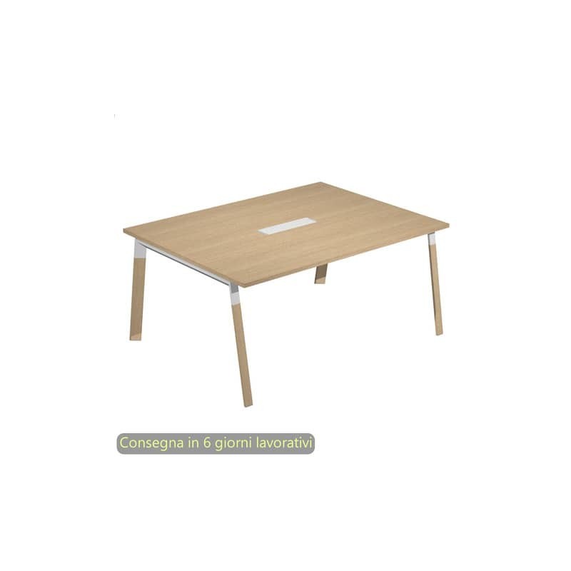 Tavolo riunioni con top access Bridge 160x120xH.72,5 cm gambe met. bianche Artexport piano rovere - SOL-TR/C-AM