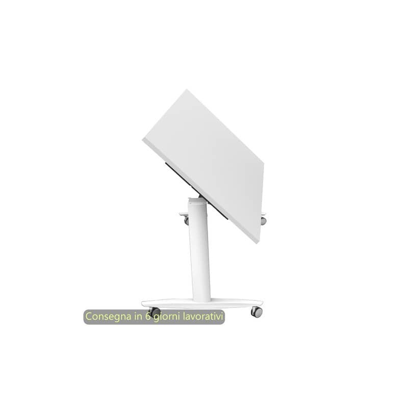 Tavolo multifunzione Taxi - 140x80xH.73,7 cm - con ruote - gambe met. bianche Artexport piano bianco