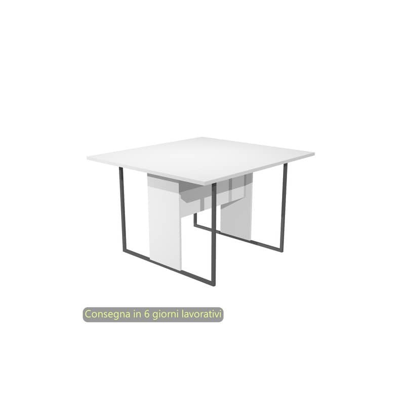 Tavolo riunioni 120x110xH.74,4 cm struttura metallo antracite Blade Artexport piano bianco - 424-3-AF