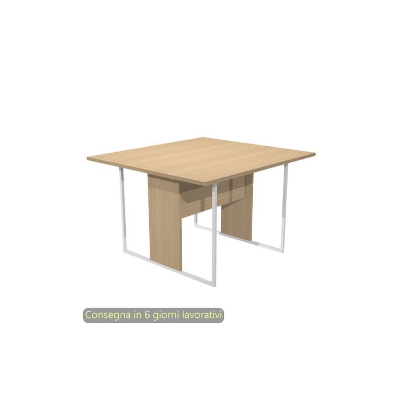 Tavolo riunioni 120x110xH.74,4 cm struttura metallo bianca Blade Artexport piano rovere - 424-C-AN