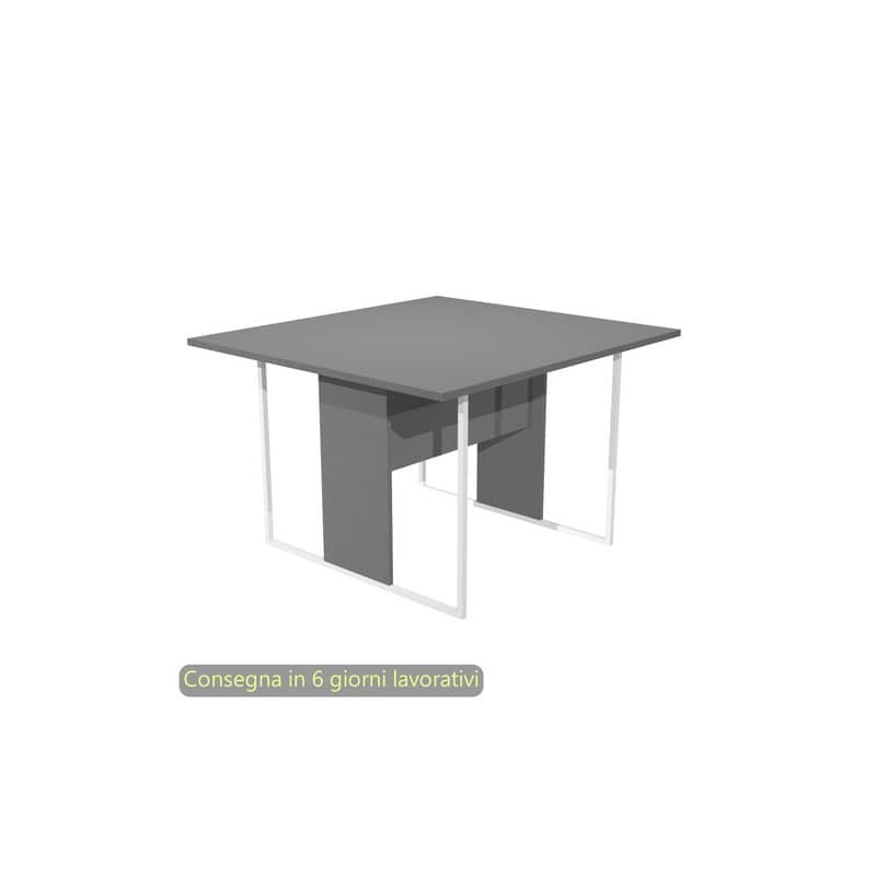 Tavolo riunioni 120x110xH.74,4 cm struttura metallo bianca Blade Artexport piano antracite - 424-T-AN