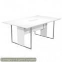 Tavolo riunioni con top access bianco 180x110xH.74,4 cm strut. met. antracite Blade Artexport piano bianco