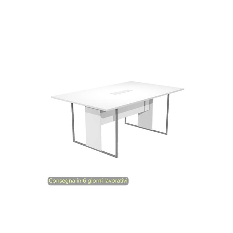 Tavolo riunioni con top access bianco 180x110xH.74,4 cm strut. met. antracite Blade Artexport piano bianco